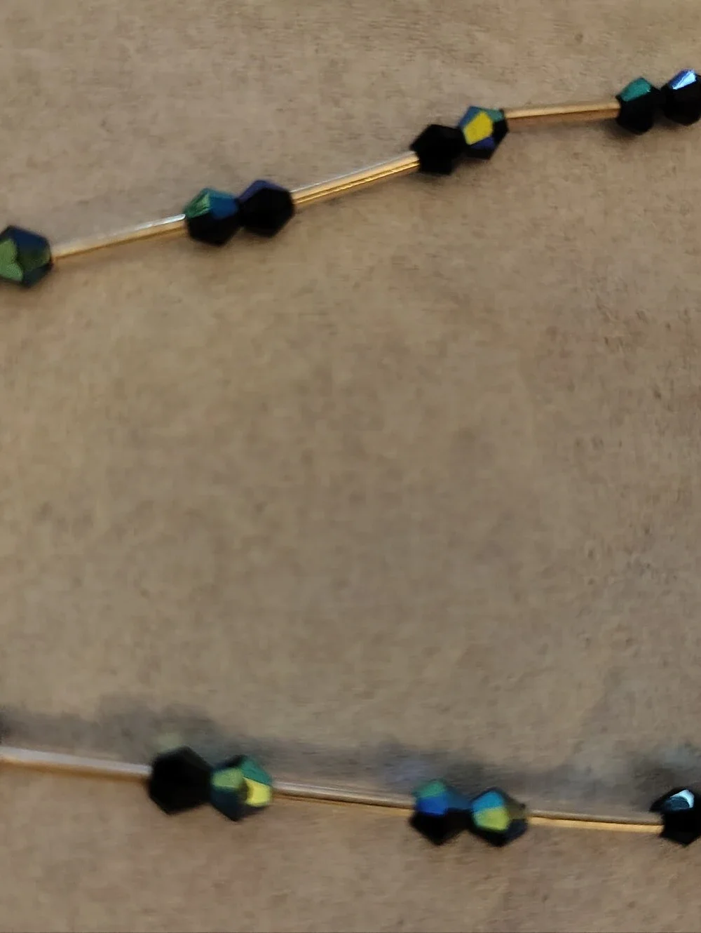 Black and Iridescent Beaded Women's Choker Sterling silver 925
